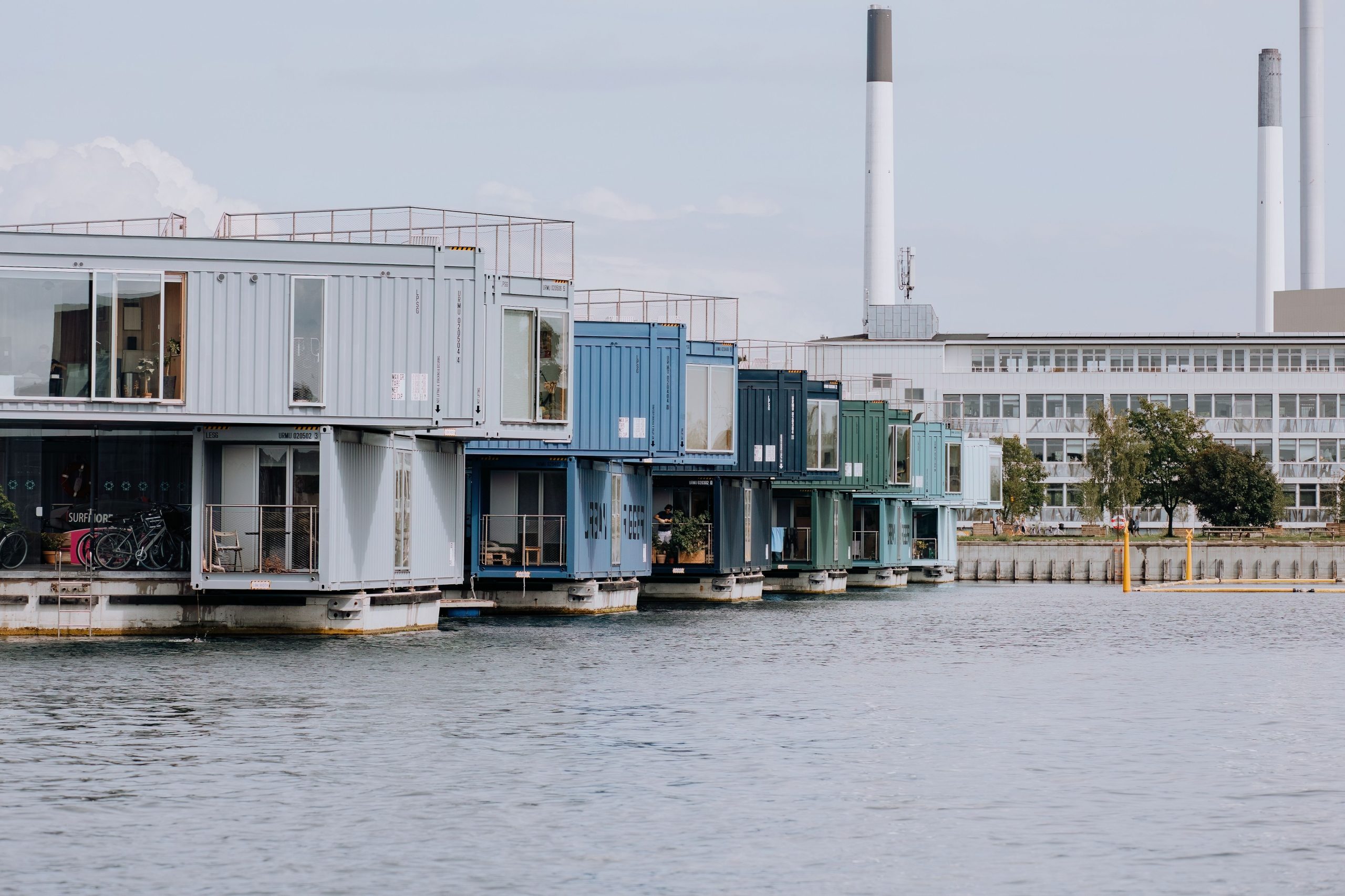 Studios container modernes sur l'eau à Copenhague